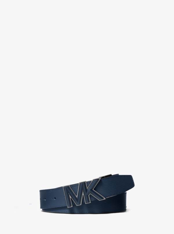 Panske Opasky Michael Kors Logo Buckle Leather Námornícka Modrá - Doplnky Michael Kors Levně | UHIQJ-0657